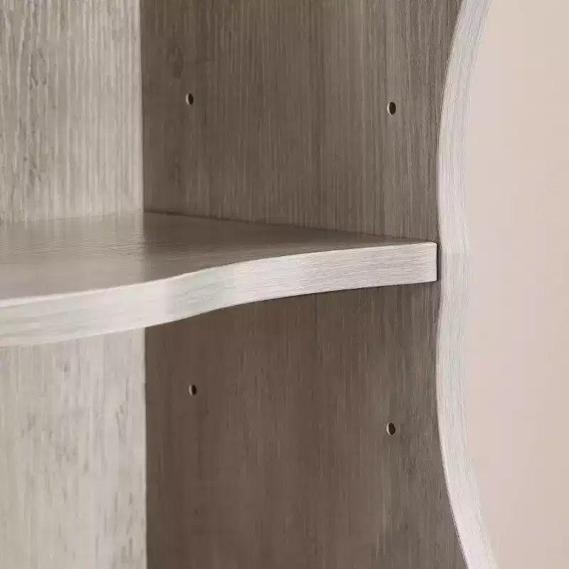 Étagère réglable à 8 niveaux MAYEERTY, vitrine, bibliothèque ultra-mince avec un motif de bordure ondulée pour salon Gris