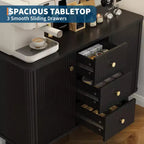 COZONY 47 Modern Fluted Sideboard Buffet Cabinet, 3 Drawers, Slim Storage Cabinet, Wood Coffee Bar Station for Dining Room, Living Room