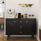 COZONY 47 Modern Fluted Sideboard Buffet Cabinet, 3 Drawers, Slim Storage Cabinet, Wood Coffee Bar Station for Dining Room, Living Room