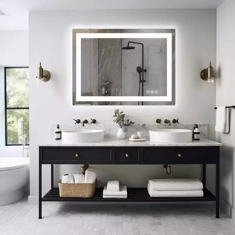 TUYOHW Anti-Fog Bathroom Mirror with LED Lights,Smart Mirror with 3 Lighting Modes & Adjustable Brightness(3 sizes)