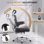 Chaise de bureau ergonomique Chaise de bureau à dossier haut en maille avec appui-tête réglable et roulettes Chaise pivotante pour la maison/le bureau/la salle de jeux