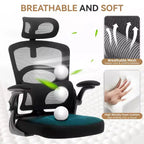 Chaise de bureau ergonomique Chaise de bureau à dossier haut en maille avec appui-tête réglable et roulettes Chaise pivotante pour la maison/le bureau/la salle de jeux