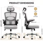 Chaise de bureau ergonomique Chaise de bureau à dossier haut en maille avec appui-tête réglable et roulettes Chaise pivotante pour la maison/le bureau/la salle de jeux