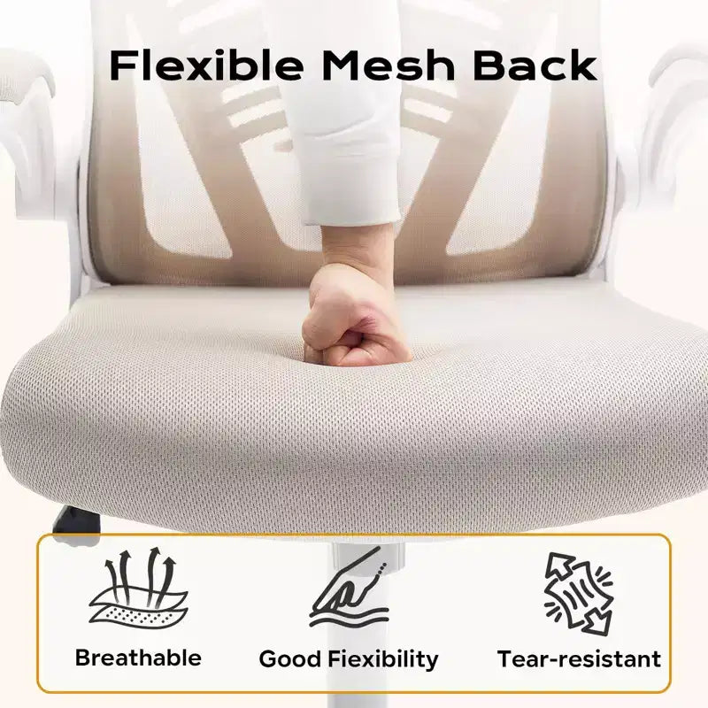 Chaise de bureau ergonomique avec accoudoirs relevables et support lombaire – Chaise de jeu à assise large pour bureau/chambre/domicile