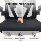 Chaise de bureau ergonomique avec accoudoirs relevables et support lombaire – Chaise de jeu à assise large pour bureau/chambre/domicile