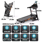 Tapis de course 5.0 CV avec inclinaison 20 %, capacité 180 kg, pliable pour la maison, vitesse maximale 19 km/h, 105 programmes, absorption des chocs