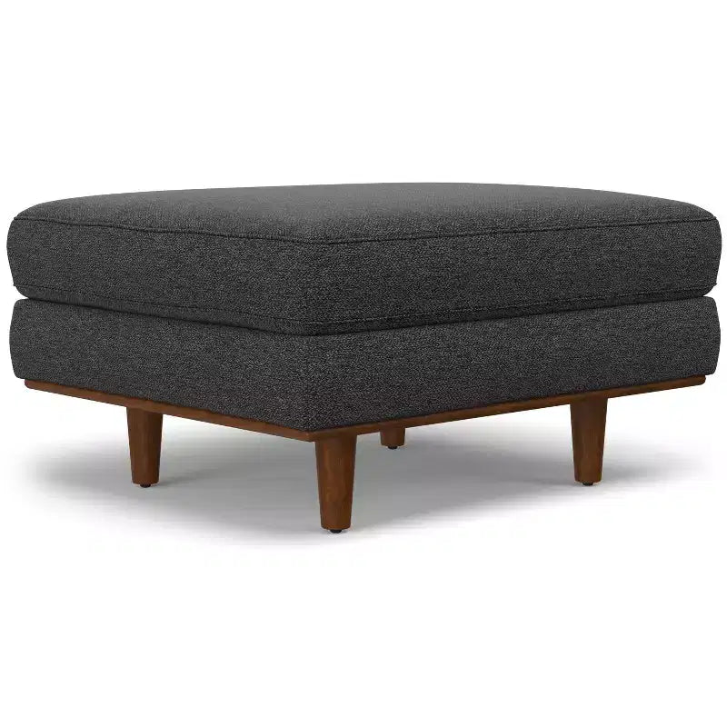 Brixley 33 inch Wide Mid-Century Modern Table Ottoman in Woven-Blend Fabric