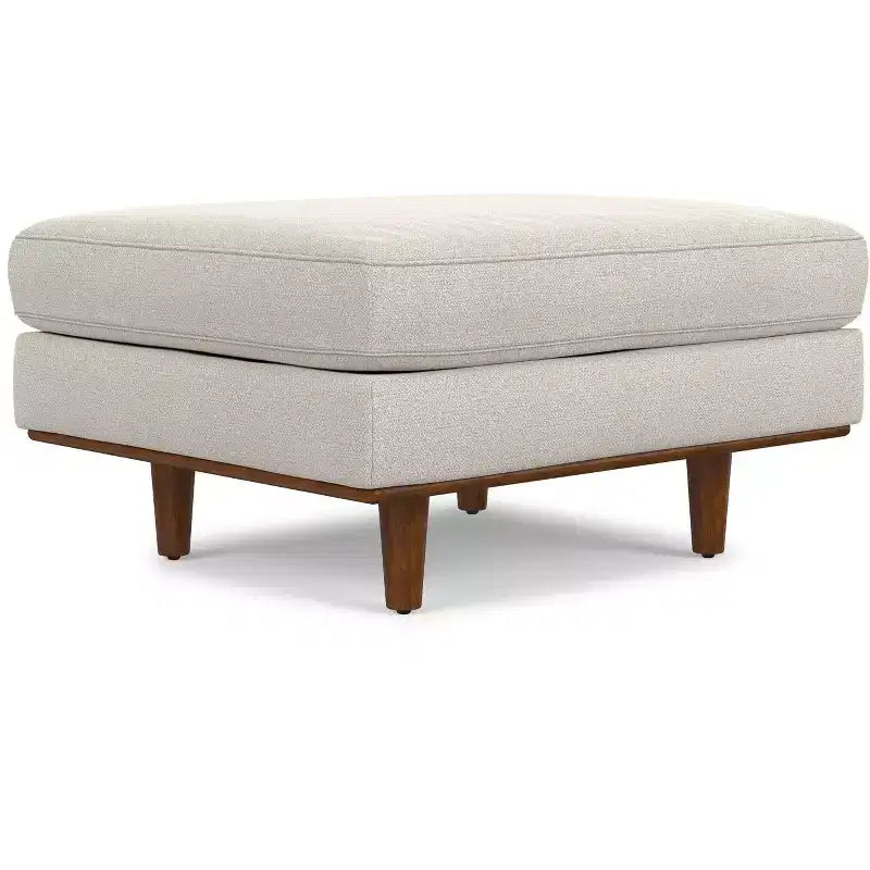Brixley 33 inch Wide Mid-Century Modern Table Ottoman in Woven-Blend Fabric