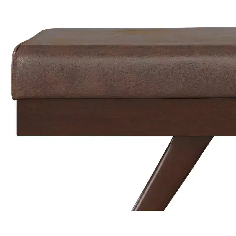 Nadine 48 inch Wide Mid Century Modern Rectangle Ottoman Bench in Vegan Faux Leather