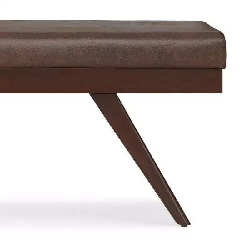 Nadine 48 inch Wide Mid Century Modern Rectangle Ottoman Bench in Vegan Faux Leather