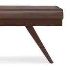 Nadine 48 inch Wide Mid Century Modern Rectangle Ottoman Bench in Vegan Faux Leather
