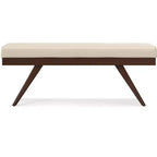 Nadine 48 inch Wide Mid Century Modern Rectangle Ottoman Bench in Vegan Faux Leather