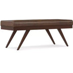 Nadine 48 inch Wide Mid Century Modern Rectangle Ottoman Bench in Vegan Faux Leather