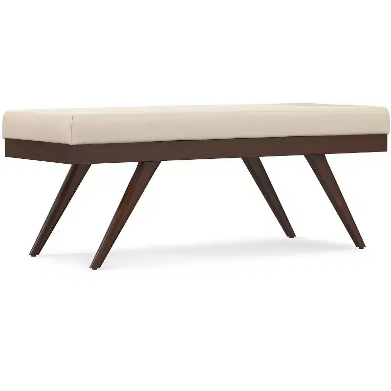 Nadine 48 inch Wide Mid Century Modern Rectangle Ottoman Bench in Vegan Faux Leather