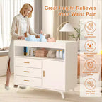 Dresser with Changing Table, Changing Table Dresser with 3 Drawers, Toddler Changing Station