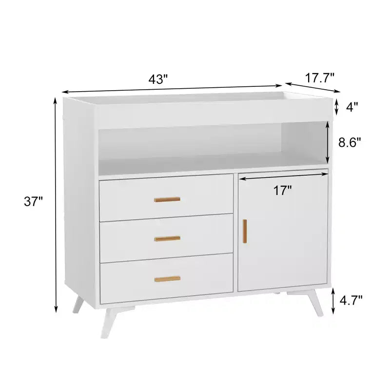 Dresser with Changing Table, Changing Table Dresser with 3 Drawers, Toddler Changing Station