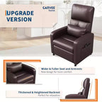 PU Leather Recliner Chair with Massage and Heat with Massage Function with Lumbar Support, Adjustable Push Back, Wide Arm