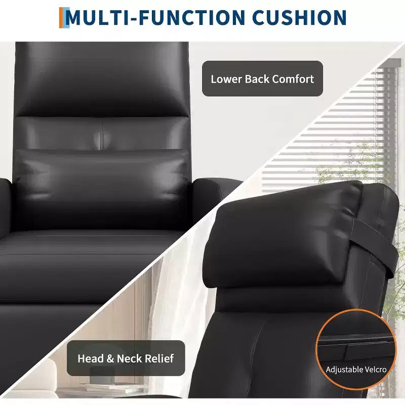 PU Leather Recliner Chair with Massage and Heat with Massage Function with Lumbar Support, Adjustable Push Back, Wide Arm