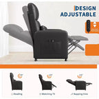 PU Leather Recliner Chair with Massage and Heat with Massage Function with Lumbar Support, Adjustable Push Back, Wide Arm