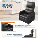 PU Leather Recliner Chair with Massage and Heat with Massage Function with Lumbar Support, Adjustable Push Back, Wide Arm