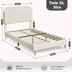 GustoWave Full Size Upholstered Platform Bed Frame with Storage Headboard & Bookshelf for Kids or Teens