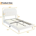 GustoWave Full Size Upholstered Platform Bed Frame with Storage Headboard & Bookshelf for Kids or Teens