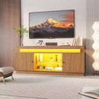 Meuble TV de 160 cm, meuble de divertissement avec rangement et étagère réglable, console média moderne pour salon