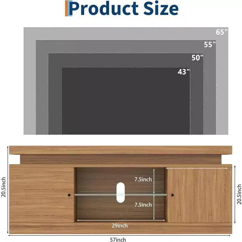 Meuble TV de 160 cm, meuble de divertissement avec rangement et étagère réglable, console média moderne pour salon