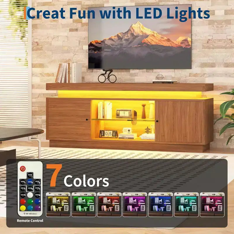 Meuble TV de 160 cm, meuble de divertissement avec rangement et étagère réglable, console média moderne pour salon