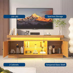 Meuble TV de 160 cm, meuble de divertissement avec rangement et étagère réglable, console média moderne pour salon