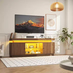 Meuble TV de 160 cm, meuble de divertissement avec rangement et étagère réglable, console média moderne pour salon