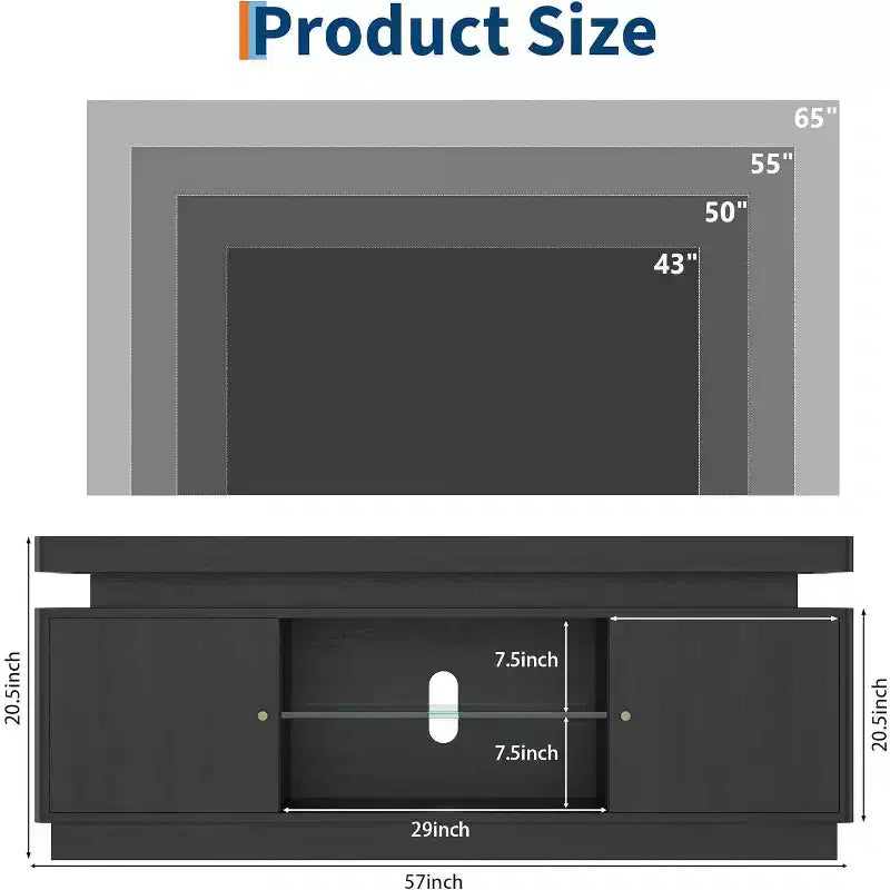 Meuble TV de 160 cm, meuble de divertissement avec rangement et étagère réglable, console média moderne pour salon