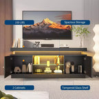 Meuble TV de 160 cm, meuble de divertissement avec rangement et étagère réglable, console média moderne pour salon