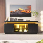 Meuble TV de 160 cm, meuble de divertissement avec rangement et étagère réglable, console média moderne pour salon