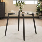 Table basse, Table ronde minimaliste moderne en verre trempé transparent, Plateau de table en verre trempé, Pieds de table en métal noir