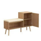 JVNOXK Banc de rangement pour chaussures 2 en 1, meuble à chaussures en rotin PP avec 2 étagères réglables et coussin amovible, armoire de rangement pour chaussures