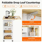 Kitchen Island Cart with Rolling Design, Drop Leaf, 2 Storage Cabinets, 2 Drawers, 3-Tier Spice Racks, and Towel Holder for Home Dining Room