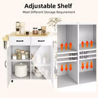 Kitchen Island Cart with Rolling Design, Drop Leaf, 2 Storage Cabinets, 2 Drawers, 3-Tier Spice Racks, and Towel Holder for Home Dining Room