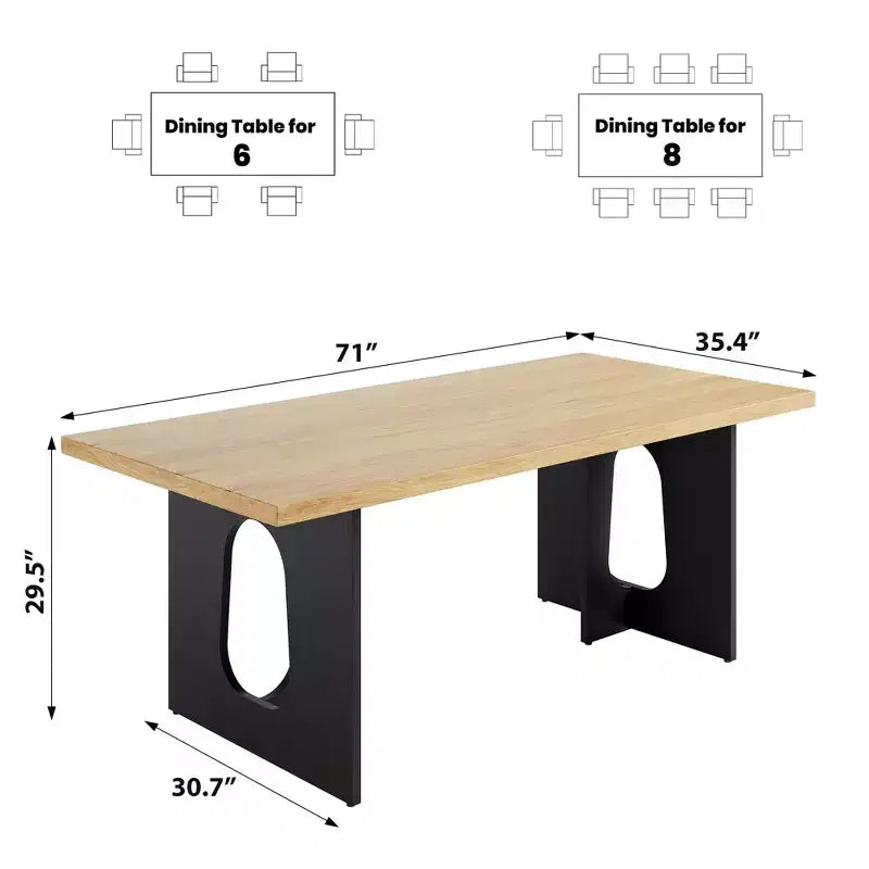 71 Table de salle à manger longue pour 6 à 10 personnes - Table de cuisine avec plateau extra-épaissi et pieds de base robustes, table de dîner rectangulaire moderne