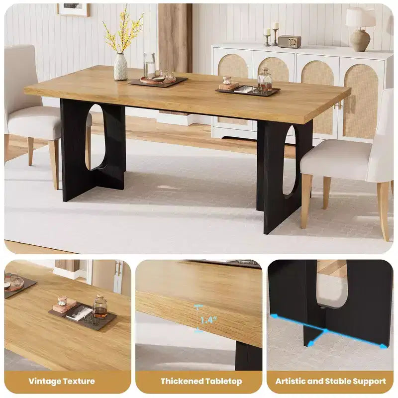 71 Table de salle à manger longue pour 6 à 10 personnes - Table de cuisine avec plateau extra-épaissi et pieds de base robustes, table de dîner rectangulaire moderne