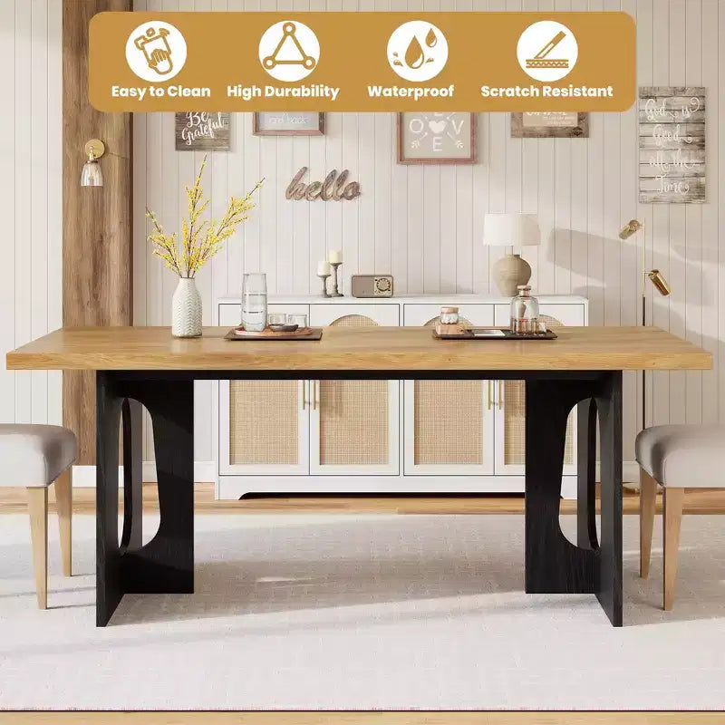 71 Table de salle à manger longue pour 6 à 10 personnes - Table de cuisine avec plateau extra-épaissi et pieds de base robustes, table de dîner rectangulaire moderne