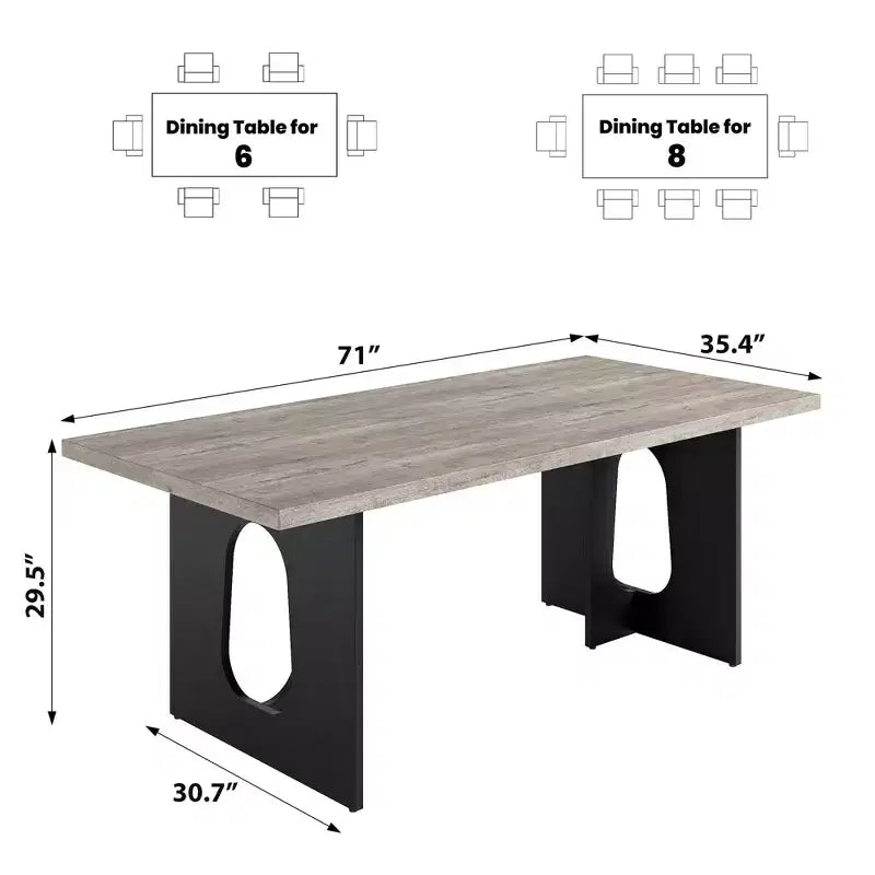 71 Table de salle à manger longue pour 6 à 10 personnes - Table de cuisine avec plateau extra-épaissi et pieds de base robustes, table de dîner rectangulaire moderne