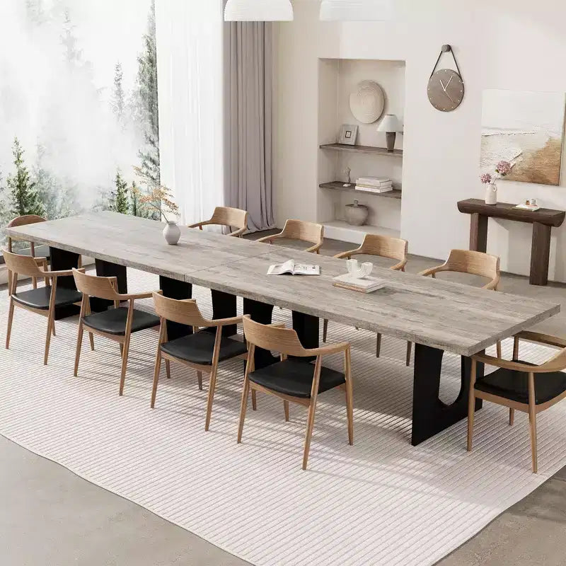 71 Table de salle à manger longue pour 6 à 10 personnes - Table de cuisine avec plateau extra-épaissi et pieds de base robustes, table de dîner rectangulaire moderne