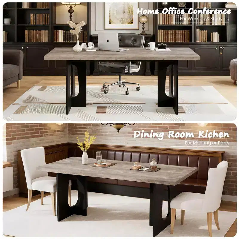 71 Table de salle à manger longue pour 6 à 10 personnes - Table de cuisine avec plateau extra-épaissi et pieds de base robustes, table de dîner rectangulaire moderne