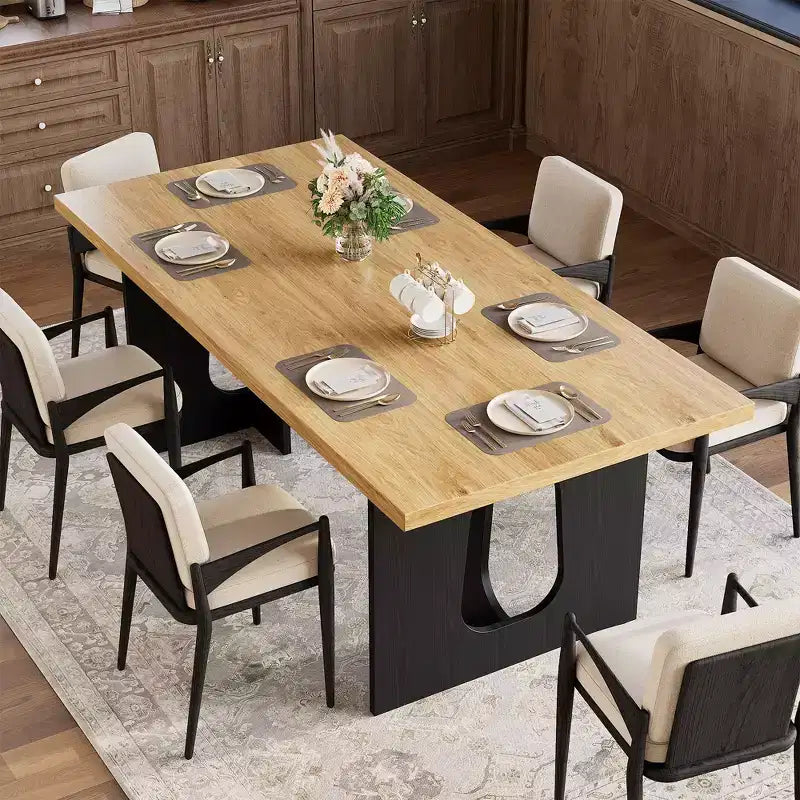 71 Table de salle à manger longue pour 6 à 10 personnes - Table de cuisine avec plateau extra-épaissi et pieds de base robustes, table de dîner rectangulaire moderne