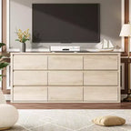 9 Drawer Dresser for Bedroom  Wide Modern Chest of Drawers, Large Wood Dresser Storage Organizer for Living Room, Hallway & Entryway