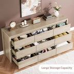 9 Drawer Dresser for Bedroom  Wide Modern Chest of Drawers, Large Wood Dresser Storage Organizer for Living Room, Hallway & Entryway