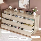 9 Drawer Dresser for Bedroom  Wide Modern Chest of Drawers, Large Wood Dresser Storage Organizer for Living Room, Hallway & Entryway