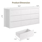 9 Drawer Dresser for Bedroom  Wide Modern Chest of Drawers, Large Wood Dresser Storage Organizer for Living Room, Hallway & Entryway