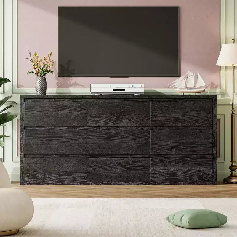 9 Drawer Dresser for Bedroom  Wide Modern Chest of Drawers, Large Wood Dresser Storage Organizer for Living Room, Hallway & Entryway